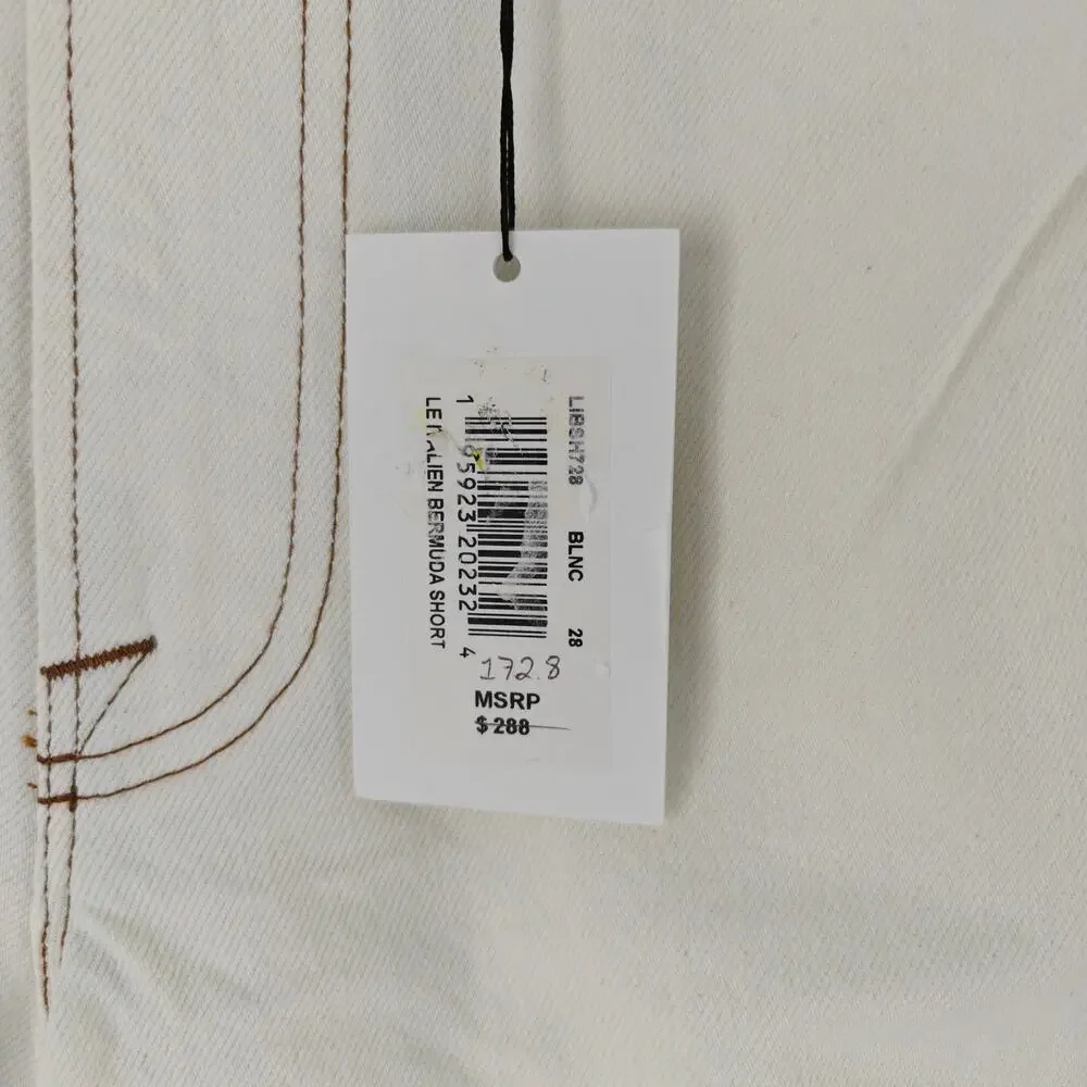 NWT FRAME Le Italien Bermuda Denim Shorts Blanc Cream Size 28 $288